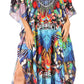 Sakkas Yeni Women's Short Sleeve V-neck Summer Floral Long Caftan Dress Cover-up
