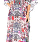 Sakkas Yeni Women's Short Sleeve V-neck Summer Floral Long Caftan Dress Cover-up