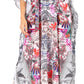 Sakkas Yeni Women's Short Sleeve V-neck Summer Floral Long Caftan Dress Cover-up