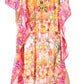 Sakkas Yeni Women's Short Sleeve V-neck Summer Floral Long Caftan Dress Cover-up