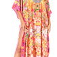 Sakkas Yeni Women's Short Sleeve V-neck Summer Floral Long Caftan Dress Cover-up