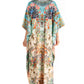 Sakkas Yeni Women's Short Sleeve V-neck Summer Floral Long Caftan Dress Cover-up