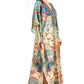 Sakkas Yeni Women's Short Sleeve V-neck Summer Floral Long Caftan Dress Cover-up