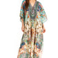 Sakkas Yeni Women's Short Sleeve V-neck Summer Floral Long Caftan Dress Cover-up