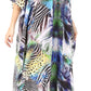Sakkas Yeni Women's Short Sleeve V-neck Summer Floral Long Caftan Dress Cover-up