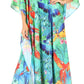 Sakkas Yeni Women's Short Sleeve V-neck Summer Floral Long Caftan Dress Cover-up