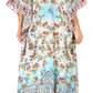 Sakkas Yeni Women's Short Sleeve V-neck Summer Floral Long Caftan Dress Cover-up