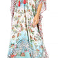Sakkas Yeni Women's Short Sleeve V-neck Summer Floral Long Caftan Dress Cover-up