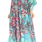 Sakkas Yeni Women's Short Sleeve V-neck Summer Floral Long Caftan Dress Cover-up