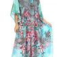 Sakkas Yeni Women's Short Sleeve V-neck Summer Floral Long Caftan Dress Cover-up