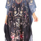 Sakkas Yeni Women's Short Sleeve V-neck Summer Floral Long Caftan Dress Cover-up