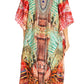 Sakkas Yeni Women's Short Sleeve V-neck Summer Floral Long Caftan Dress Cover-up