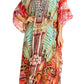 Sakkas Yeni Women's Short Sleeve V-neck Summer Floral Long Caftan Dress Cover-up