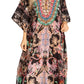 Sakkas Yeni Women's Short Sleeve V-neck Summer Floral Long Caftan Dress Cover-up