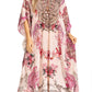Sakkas Yeni Women's Short Sleeve V-neck Summer Floral Long Caftan Dress Cover-up