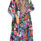 Sakkas Yeni Women's Short Sleeve V-neck Summer Floral Long Caftan Dress Cover-up