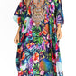 Sakkas Yeni Women's Short Sleeve V-neck Summer Floral Long Caftan Dress Cover-up