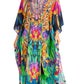 Sakkas Yeni Women's Short Sleeve V-neck Summer Floral Long Caftan Dress Cover-up