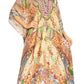 Sakkas Yeni Women's Short Sleeve V-neck Summer Floral Long Caftan Dress Cover-up