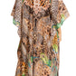 Sakkas Yeni Women's Short Sleeve V-neck Summer Floral Long Caftan Dress Cover-up