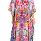 Sakkas Yeni Women's Short Sleeve V-neck Summer Floral Long Caftan Dress Cover-up