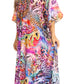 Sakkas Yeni Women's Short Sleeve V-neck Summer Floral Long Caftan Dress Cover-up