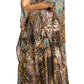 Sakkas Yeni Women's Short Sleeve V-neck Summer Floral Long Caftan Dress Cover-up