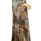 Sakkas Yeni Women's Short Sleeve V-neck Summer Floral Long Caftan Dress Cover-up