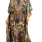 Sakkas Yeni Women's Short Sleeve V-neck Summer Floral Long Caftan Dress Cover-up