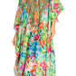 Sakkas Yeni Women's Short Sleeve V-neck Summer Floral Long Caftan Dress Cover-up