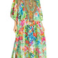 Sakkas Yeni Women's Short Sleeve V-neck Summer Floral Long Caftan Dress Cover-up