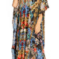 Sakkas Yeni Women's Short Sleeve V-neck Summer Floral Long Caftan Dress Cover-up