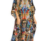 Sakkas Yeni Women's Short Sleeve V-neck Summer Floral Long Caftan Dress Cover-up