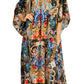 Sakkas Yeni Women's Short Sleeve V-neck Summer Floral Long Caftan Dress Cover-up