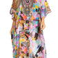 Sakkas Yeni Women's Short Sleeve V-neck Summer Floral Long Caftan Dress Cover-up