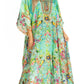 Sakkas Yeni Women's Short Sleeve V-neck Summer Floral Long Caftan Dress Cover-up