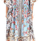 Sakkas Yeni Women's Short Sleeve V-neck Summer Floral Long Caftan Dress Cover-up