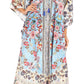 Sakkas Yeni Women's Short Sleeve V-neck Summer Floral Long Caftan Dress Cover-up
