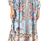 Sakkas Yeni Women's Short Sleeve V-neck Summer Floral Long Caftan Dress Cover-up