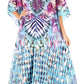 Sakkas Yeni Women's Short Sleeve V-neck Summer Floral Long Caftan Dress Cover-up