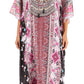 Sakkas Yeni Women's Short Sleeve V-neck Summer Floral Long Caftan Dress Cover-up