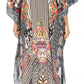 Sakkas Yeni Women's Short Sleeve V-neck Summer Floral Long Caftan Dress Cover-up