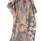 Sakkas Yeni Women's Short Sleeve V-neck Summer Floral Long Caftan Dress Cover-up