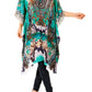 Sakkas Zeni Women's Short sleeve V-neck Summer Floral Print Caftan Dress Cover-up