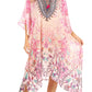 Sakkas Zeni Women's Short sleeve V-neck Summer Floral Print Caftan Dress Cover-up