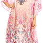 Sakkas Zeni Women's Short sleeve V-neck Summer Floral Print Caftan Dress Cover-up