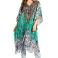 Sakkas Zeni Women's Short sleeve V-neck Summer Floral Print Caftan Dress Cover-up
