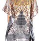 Sakkas Zeni Women's Short sleeve V-neck Summer Floral Print Caftan Dress Cover-up