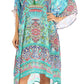 Sakkas Zeni Women's Short sleeve V-neck Summer Floral Print Caftan Dress Cover-up