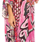 Sakkas Amaya Loose Fit Long Printed Strappy Cutout Shoulder Boat Neck Kaftan Dress